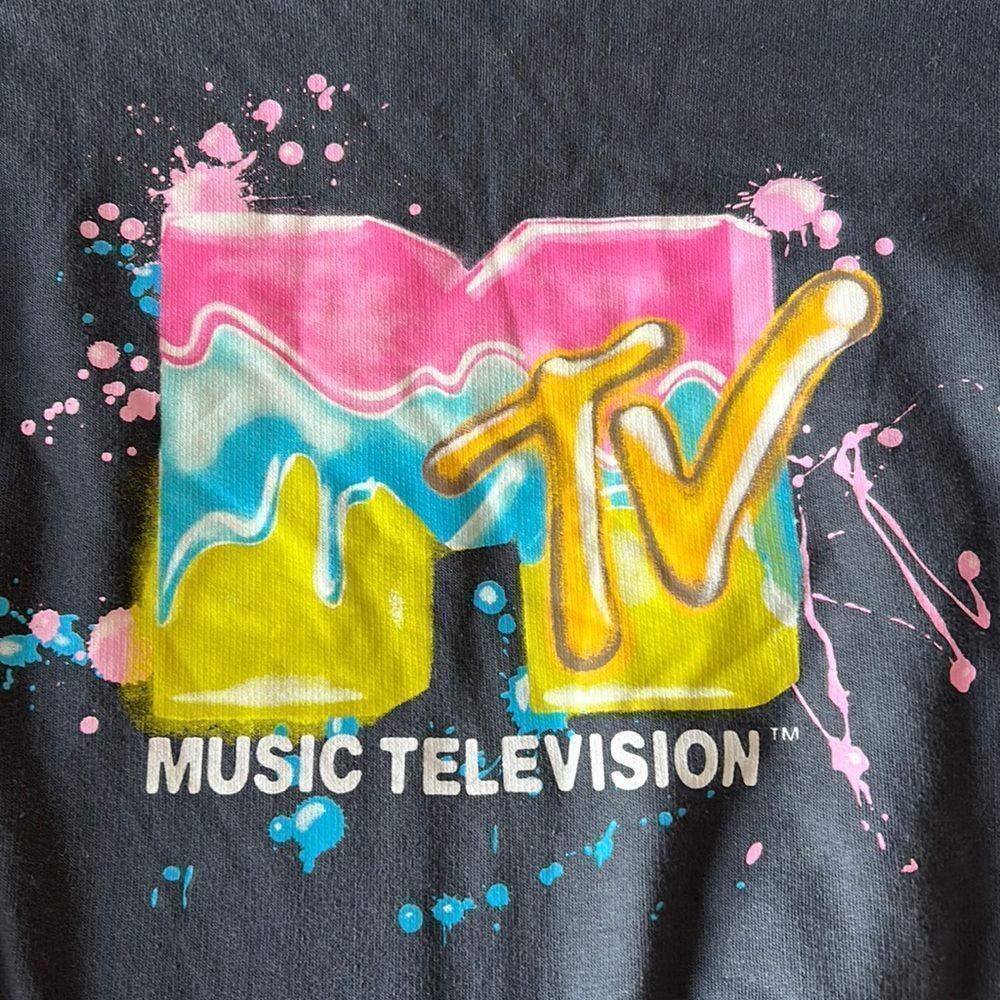 MTV logo blue gray pullover size small (3-5) - Picture 7 of 16